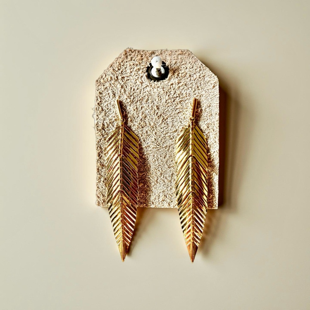 Boho Gold Feather Earrings
